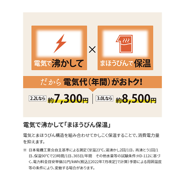 マイコン沸とうVE電気まほうびん 象印 ZOJIRUSHI 優湯生（ゆうとうせい）3.0L ホワイト CV-GV30-WA