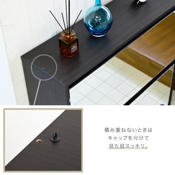 シューズラック スリム シューズボックス 下駄箱 収納 白 靴箱 ミラー 付き フラップ扉 薄型 玄関収納 省スペース 2段 幅90 cm ホワイト おしゃれ_6