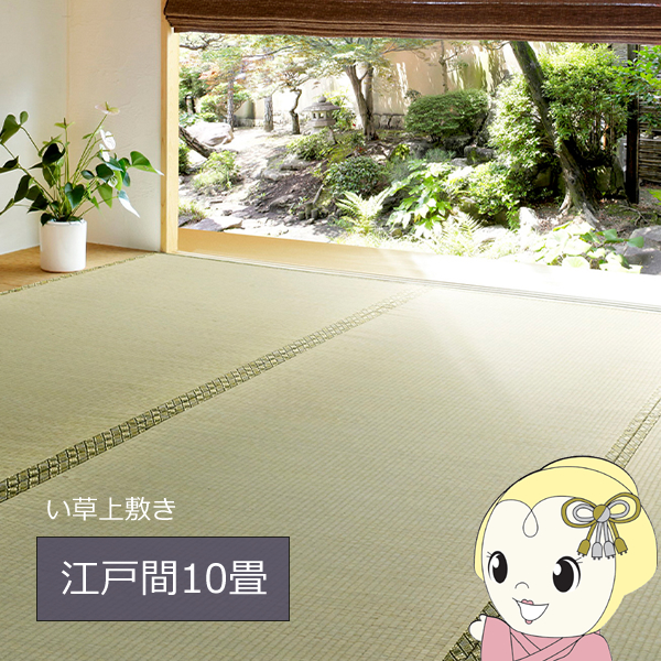 萩原 い草 上敷き カーペット グリーン 江戸間10畳 352×440cm 双目織 撥