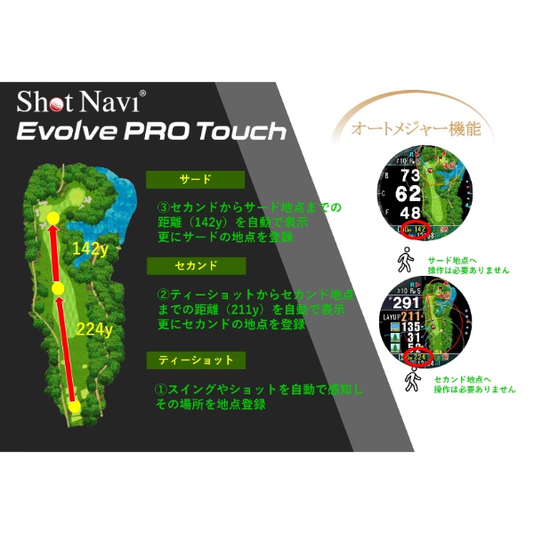 【美品】GOLFウォッチ／Shot Navi Evolve PRO Touch 腕時計型GPSゴルフナビ Shot Navi Evolve PRO Touch ブラック