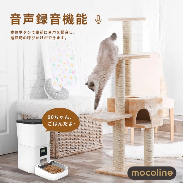 ペット用自動給餌器 mocoline モコライン 犬用 猫用 オートフィーダー ボタン式 4L MCFD-03A_2