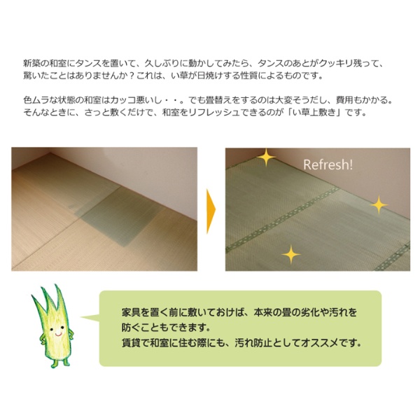 い草 上敷き カーペット フリーカット F不知火 団地間3畳 約170×255cm 裏面ウレタン張り_3