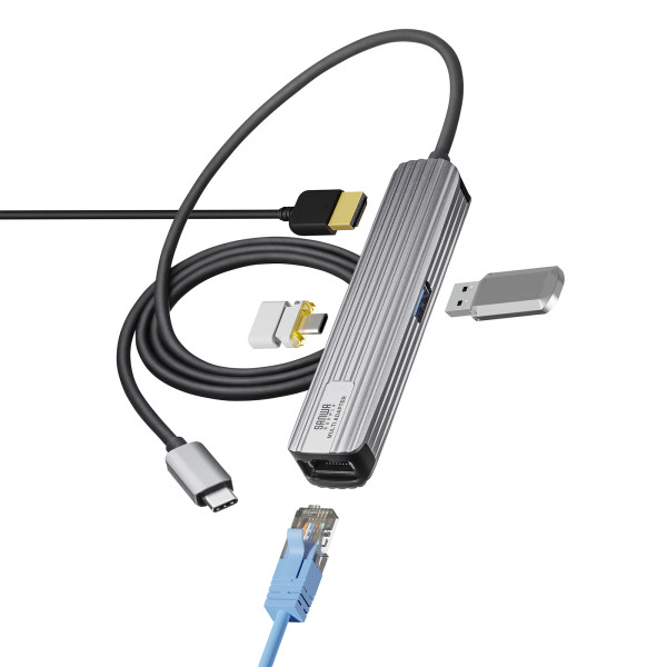 USB Type-Cマルチ変換アダプタ HDMIポート＋LANポート付き ケーブル1m サンワサプライ USB-3TCHLP7S-1_9