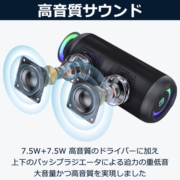 【MicroSD 8GBセット】Bluetoothスピーカー ワイヤレス 防水 防塵 高音質 大音量 重低音 長時間再生 TWS 40s FORTIES CW1L FSBTS102CW1L_5