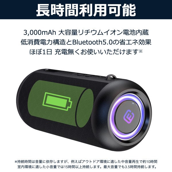 【MicroSD 8GBセット】Bluetoothスピーカー ワイヤレス 防水 防塵 高音質 大音量 重低音 長時間再生 TWS 40s FORTIES CW1L FSBTS102CW1L_7