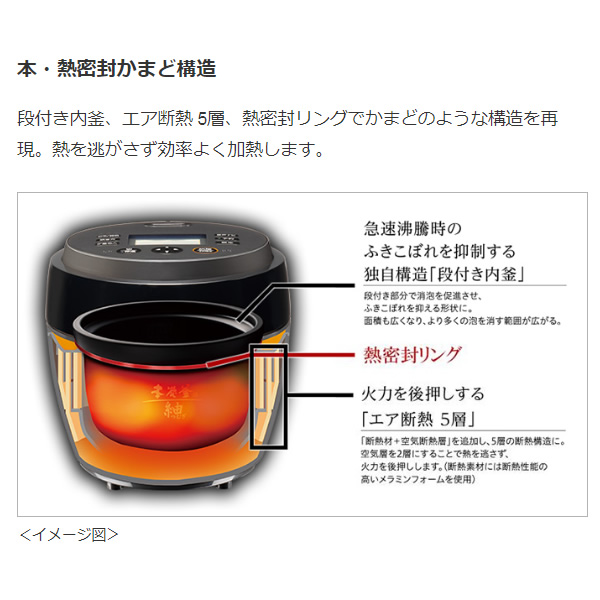 三菱 IHジャー炊飯器(5.5合炊き) 炭漆黒 MITSUBISHI 本炭釜 紬(つむぎ) NJ-