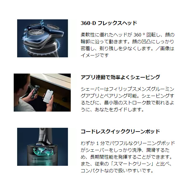 充電式シェーバー 回転式 洗浄器付 ウェット＆ドライ ブラック フィリップス S7000シリーズ PHILIPS S7886/50