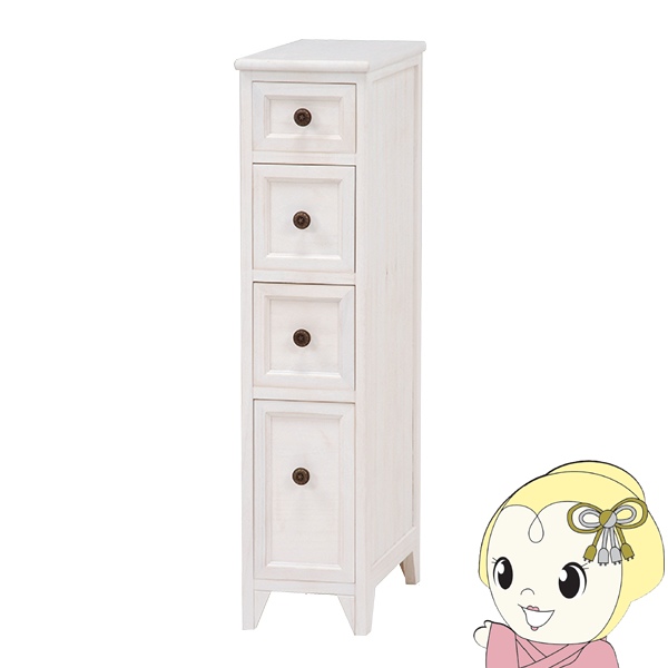 スリムチェスト 幅20cm シャビーウッドファニチャー アンティークホワイトの通販は 11,990円