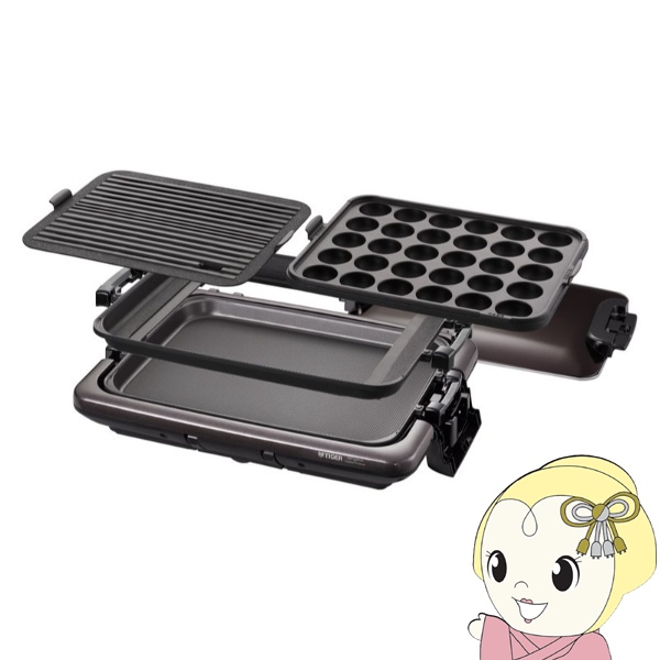 タイガー ホットプレート これ1台 ブラウン 穴あき波形 たこ焼き付 1300W CRV-G301-T