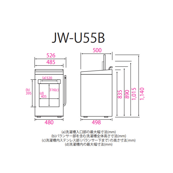 洗濯機【京都は標準設置込み】 全自動洗濯機 ハイアール 5.5kg ブラック 1人暮らし 小型 新生活　JW-U55B-K