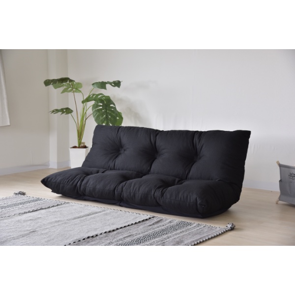 ソファ リクライニングソファ 3人掛け ローソファ 低い ロータイプ リクライニング 撥水加工 ブラック