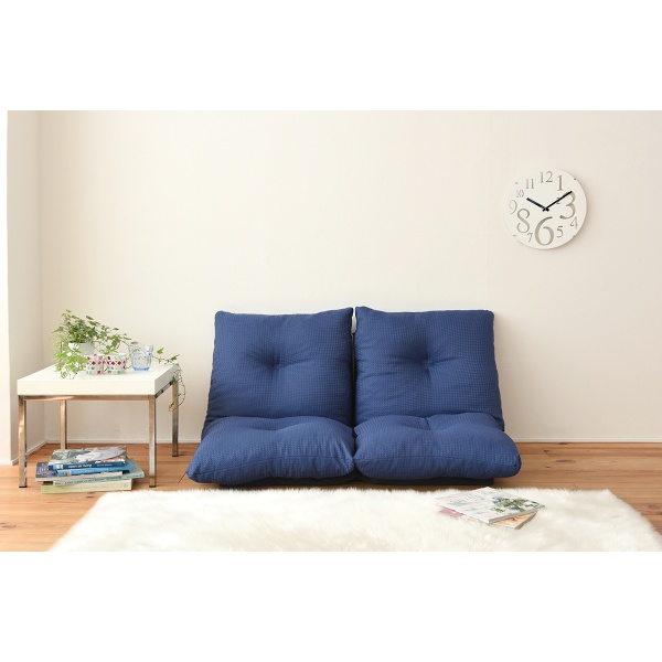 ソファ リクライニングラブソファ ジャンボ 二人掛けローソファ 2人掛け ロータイプ リクライニング ネイビー