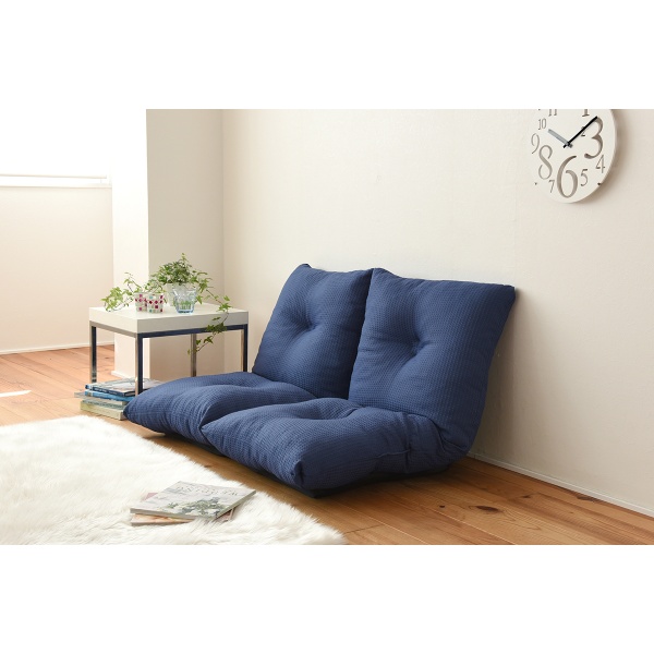 ソファ リクライニングラブソファ ジャンボ 二人掛けローソファ 2人掛け ロータイプ リクライニング ネイビー