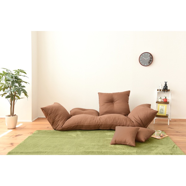 24827 ゆったりカウチソファ 背もたれ2つリクライニング 右肘カウチ