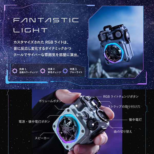 Bluetooth スピーカー Cyber Cube Premium グレー MUZEN MW-PVXLI-GRAY_2
