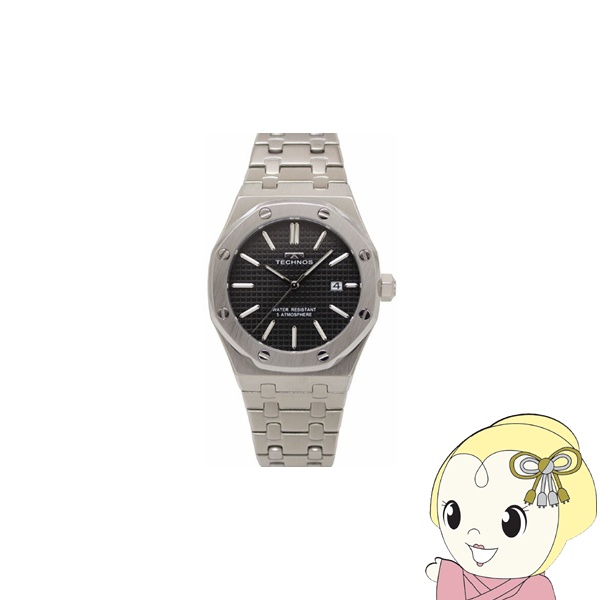 腕時計 テクノス TECHNOS メンズウォッチ 5気圧防水 T9B74SB ブラック文字盤 ステンレススチールの通販は