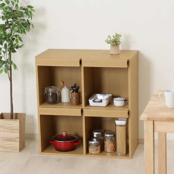 ディスプレイラック 本棚 幅80×奥行46.5×高さ85cm ナチュラル 4マス ディスプレイラック 本棚 幅80×奥行46.5×高さ85cm ナチュラル 4マス