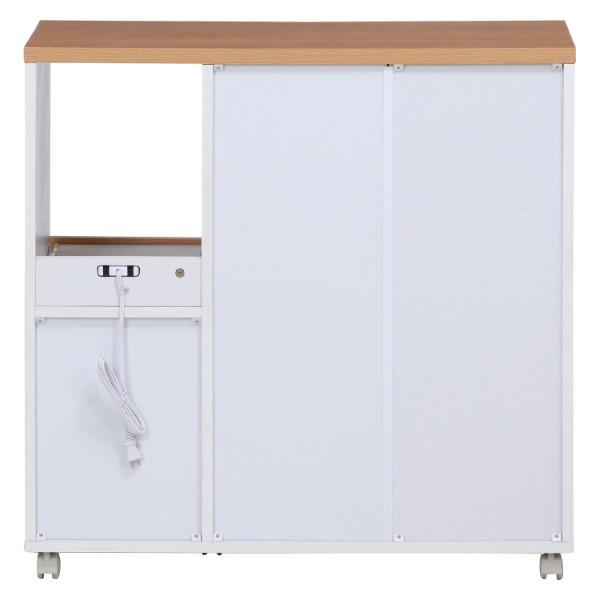 キッチン収納 食器棚 幅90×奥行39.5×高さ89cm ホワイト スライド棚