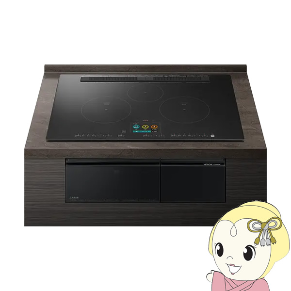 [予約]ビルトインIHクッキングヒーター 日立 火加減マイスター HT-N1500KTWF(K) [プレミアムブラック]