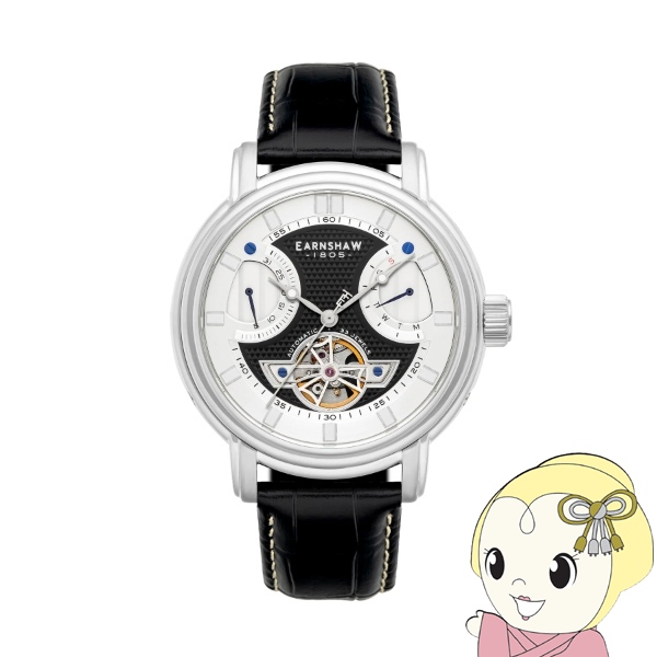 EARNSHAW アーンショウ メンズ腕時計 ES-8184-01 LONGCASE PANTHER BLACK 自動巻き 日付 曜日 革ベルト ビッグフェイス 48mm 国内正規品