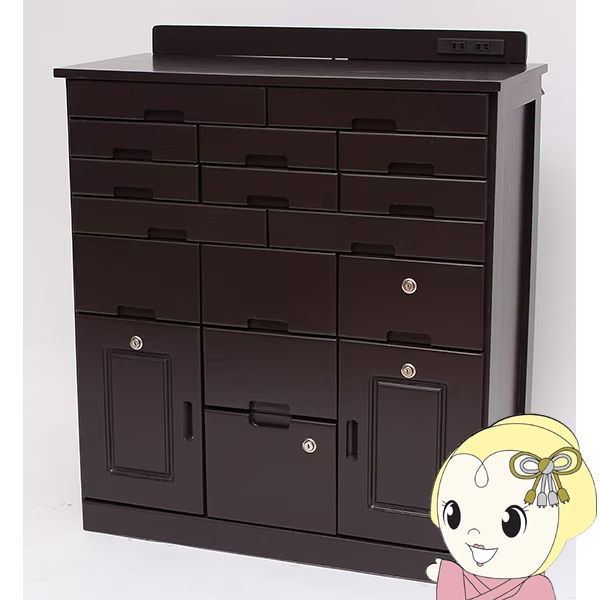 桐製マルチラック 幅72cm ダークブラウン キャスター付きインテリア リビング 家具 和室 洋室 FAX台 電話台 TAN-106-DBR