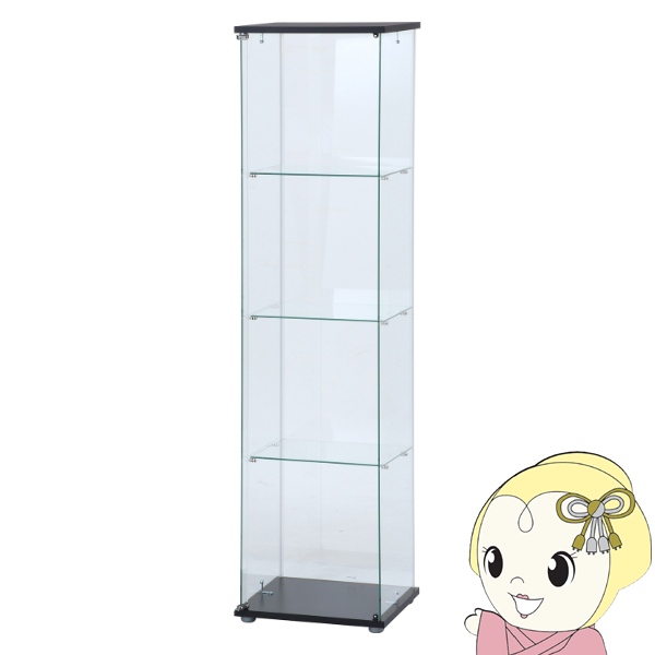 ガラスコレクションケース ブラック ４段 幅42.5cm 奥行36.5cm 高さ162cm ディスプレイラック フィギュアケース 全面ガラス