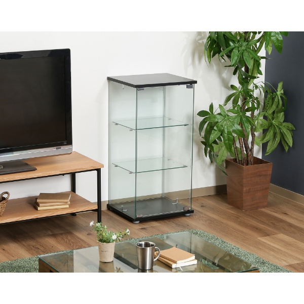 ガラスコレクションケース ブラック 3段 幅42.5cm 奥行36.5cm 高さ