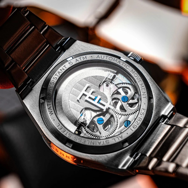 在庫あり　EARNSHAW アーンショー メンズ腕時計 自動巻き DRAKE DUAL TIME AUTOMATIC スケルトン 5気圧防水 42.5mm シルバー ブルー ES-8291-22_4