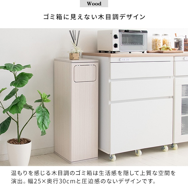 ダストボックス エンプロー スリムタイプ ニオイ漏れを防ぐプッシュ式 ごみ箱 45L DB-800 ふた付き ホワイト_10
