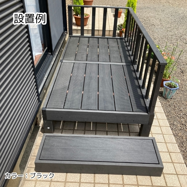 ウッドデッキ セット 本体×2＋コーナーパネル×1+ステップ×1 チーク 人工木 柵 デッキ diy おしゃれ ガーデンデッキ 屋外 木目 縁台_5