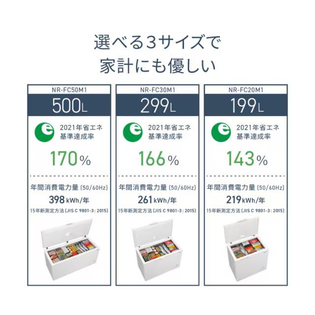 [予約 約1週間以降]冷凍庫【標準設置費込】Panasonic パナソニック 199L 上開き NR-FC20M1-W　ぎおん