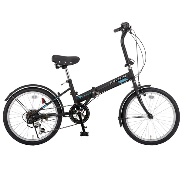 折り畳み自転車 美和商事 RHYTHM206 外装6段変速 折りたたみ マットブラック_1
