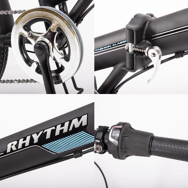 折り畳み自転車 美和商事 RHYTHM206 外装6段変速 折りたたみ マットブラック_5