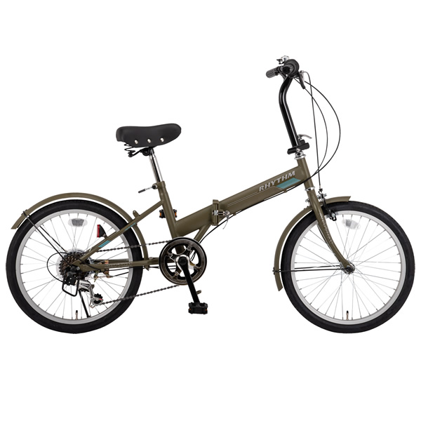 折り畳み自転車 美和商事 RHYTHM206 外装6段変速 折りたたみ マットカーキ_1