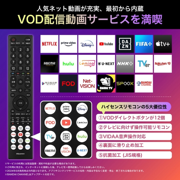 液晶テレビ 【設置込み】 ハイセンス Hisense 65U9N U9Nシリーズ 65型 地上・BS・110度CSデジタル 4K内蔵 Mini LED量子ドット_12