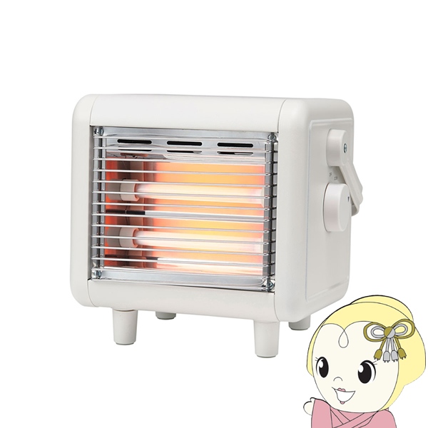 電気ストーブ ユアサプライムス しかくい電気ストーブ アイボリー YKT-D400E-IV 小型 省エネ 200W 400W 2段階切り替え 足元暖房