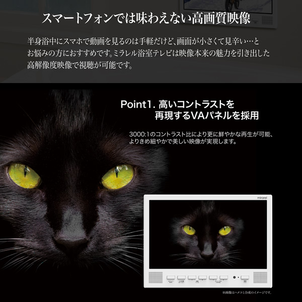 浴室テレビ 16V型 16MBTW mirarel ミラレル ネット動画アプリ対応 地デジ・BS・110度CSデジタル_7