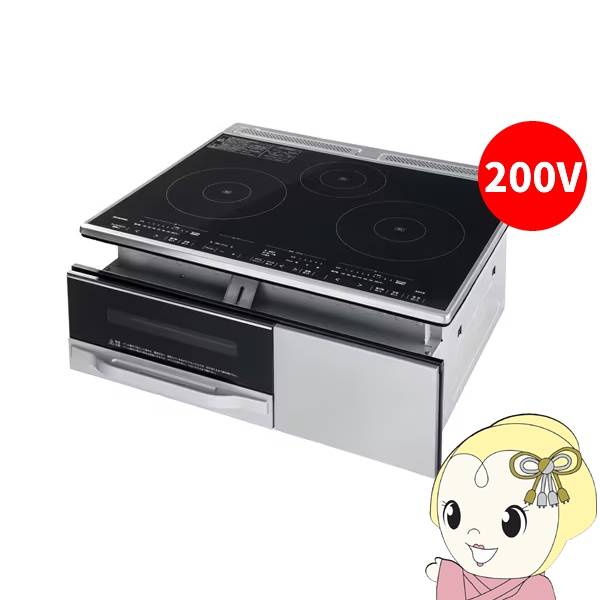 ビルトインIHクッキングヒーター アイリスオーヤマ 3口 単相200V 幅60cm IHC-B3201-B ブラック