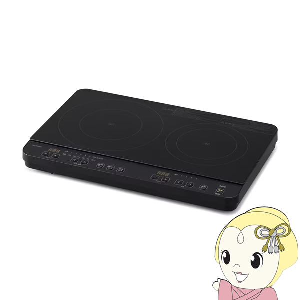 IHコンロ アイリスオーヤマ 2口 ブラック IHK-WT41-B