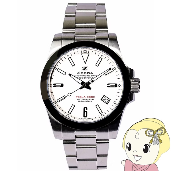 在庫限り　ZEEDA（ジーダ） メンズ腕時計 「TESLA-CODE」 ステンレス 10気圧防水 自動巻き 38mm TES-WT