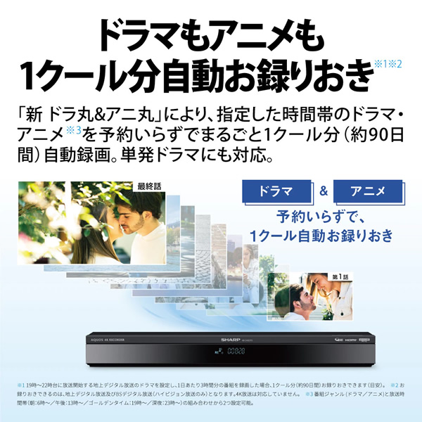 ブルーレイディスクレコーダー SHARP シャープ AQUOS アクオス 4TB 4Kチューナー内蔵 4Kレコーダー 4B-GT3シリーズ 4B-C40GT3