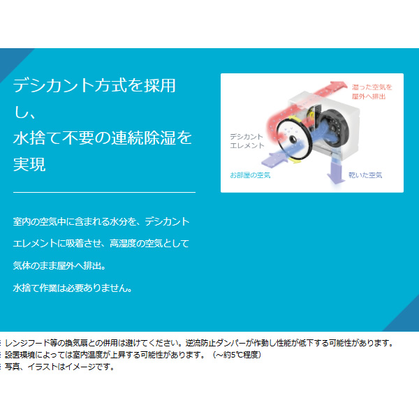 在庫あり　ダイキン DAIKIN 壁掛け除湿機 カライエ デシカント方式 JKT10VS-W_5