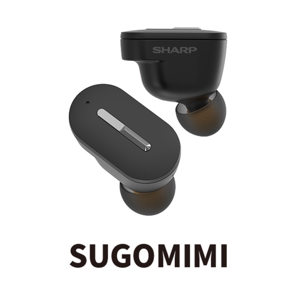 在庫あり　聴覚拡張型イヤホン SUGOMIMI スゴミミ SHARP シャープ ワイヤレスイヤホン 集音器 英語学習 外国語 両耳 ブラック MH-L1SG_2