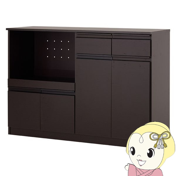 キッチンカウンター VKC-7151 収納棚 食器棚 リビング 台所 キャビネット チェスト 棚 収納 整理 扉付き 便利 ダークブラウン