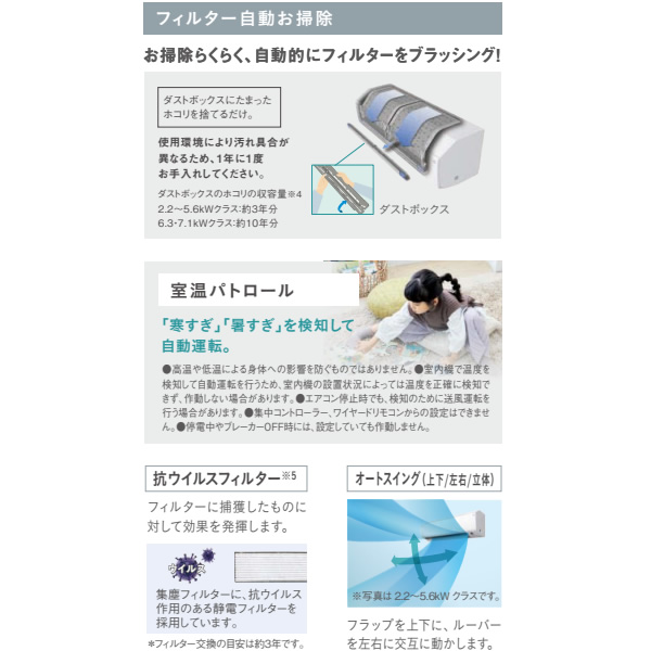 在庫僅少　【標準工事込み】エアコン 8畳 2.5kw ダイキン ルームエアコン CXシリーズ 単相100V 2025年モデル ホワイト S255ATCS-W_4