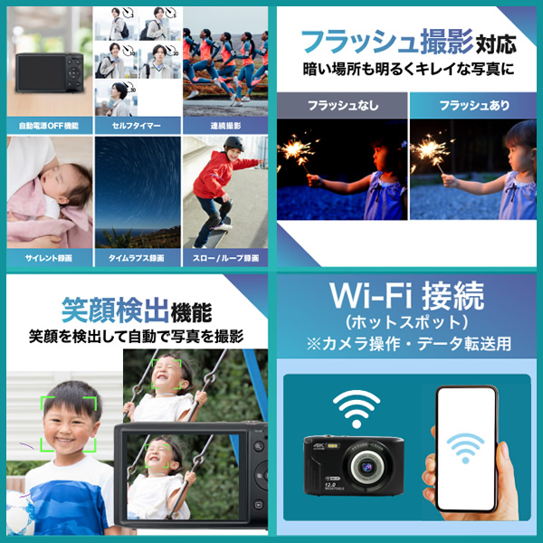 デジタルカメラ CALSモード・Wi-Fi機能搭載 光学ズーム3倍デジタルカメラ TT-OD1200_5