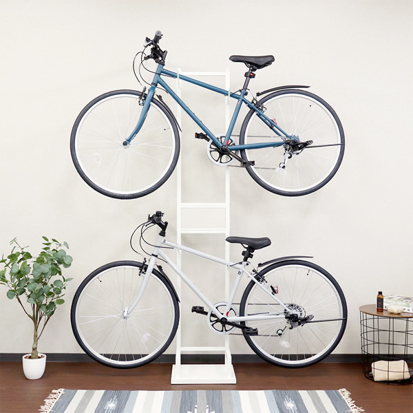 自転車スタンド 室内用 Lex レック 2台用 ホワイト／ホワイト木目_1