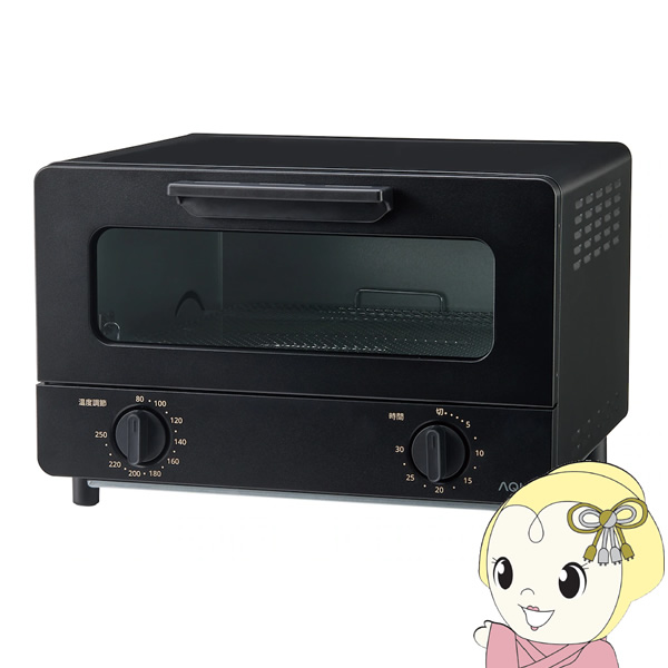 オーブントースター AQUA アクア ブラック 遠赤外線ヒーター4枚焼きトースター AQT-CS14T-K