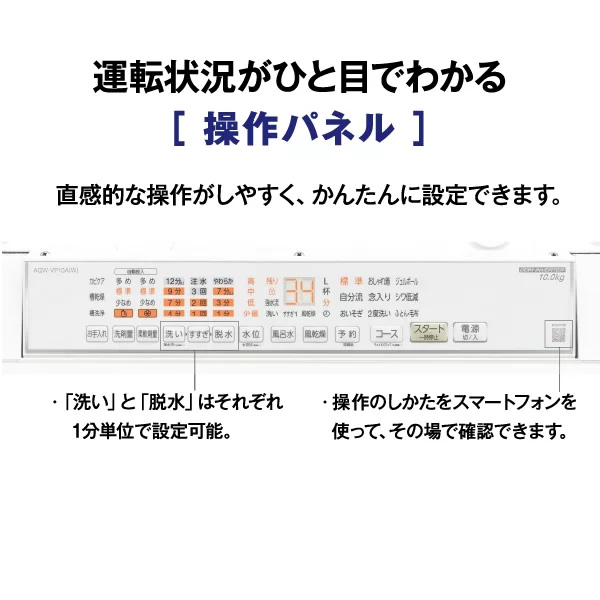 全自動洗濯機 【標準設置費込み】 AQUA アクア 10.0kg ホワイト VPシリーズ AQW-VP10A-W　ぎおん