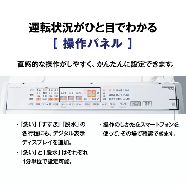 全自動洗濯機 【標準設置費込み】 AQUA アクア 14.0kg ホワイト VPシリーズ AQW-VP14A-W　ぎおん